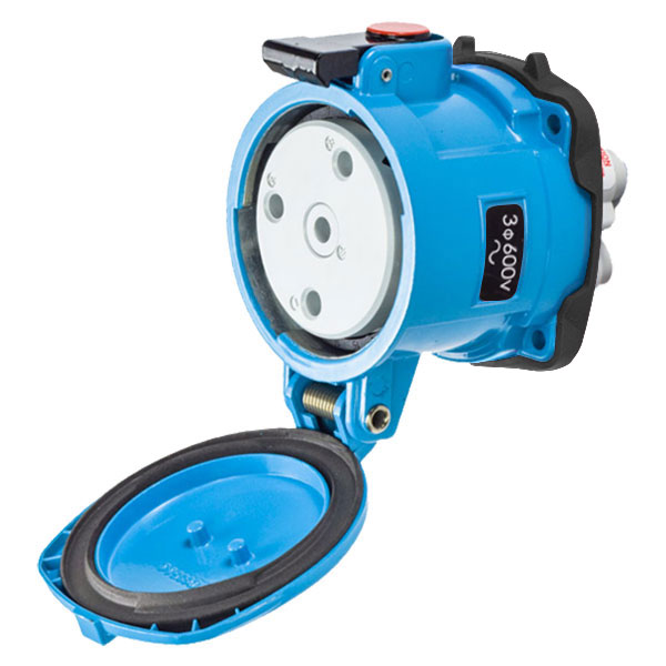 39-64183-K14 - DR100 RECEPTACLE METAL BLUE SIZE 4 TYPE 3R 3P+G 100A 600 VAC 60 Hz NO AUX